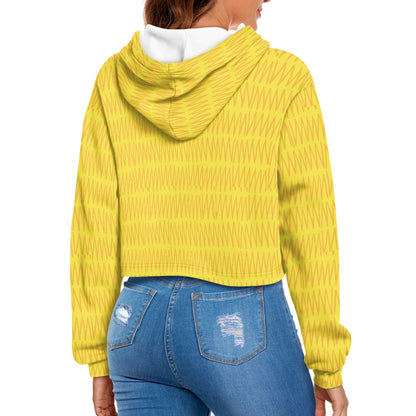 Women's midriff-baring sweatshirt - Yellow mudcloth