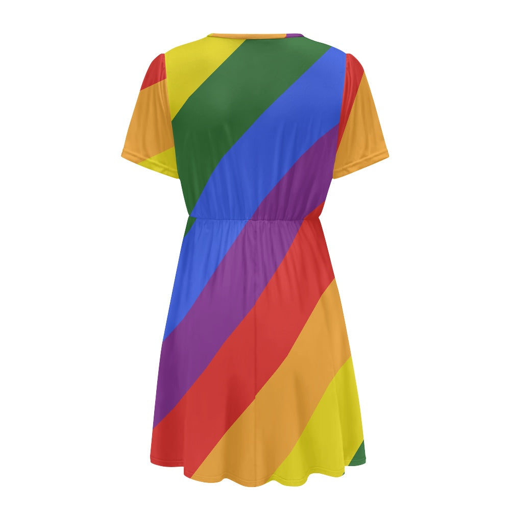 Ladies V-neck short-sleeved dress