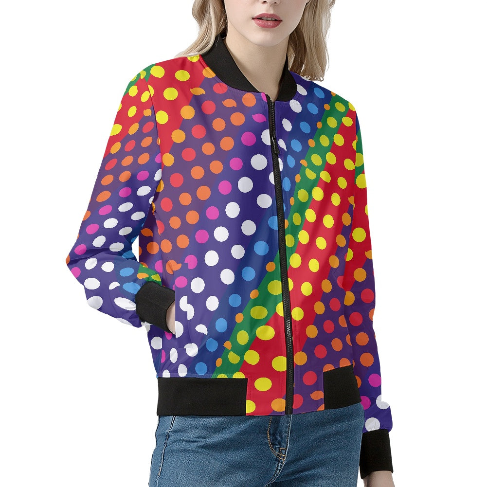 LGBTQ-Friendly Rainbow Polka Dot Women's Jacket by Luxtrini