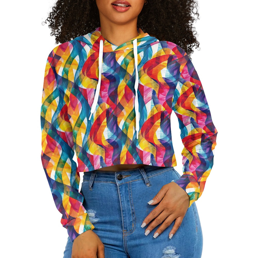 Women's midriff-baring sweatshirt - Rainbow