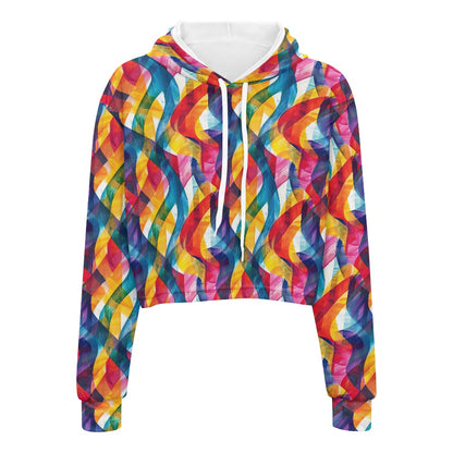 Women's midriff-baring sweatshirt - Rainbow white