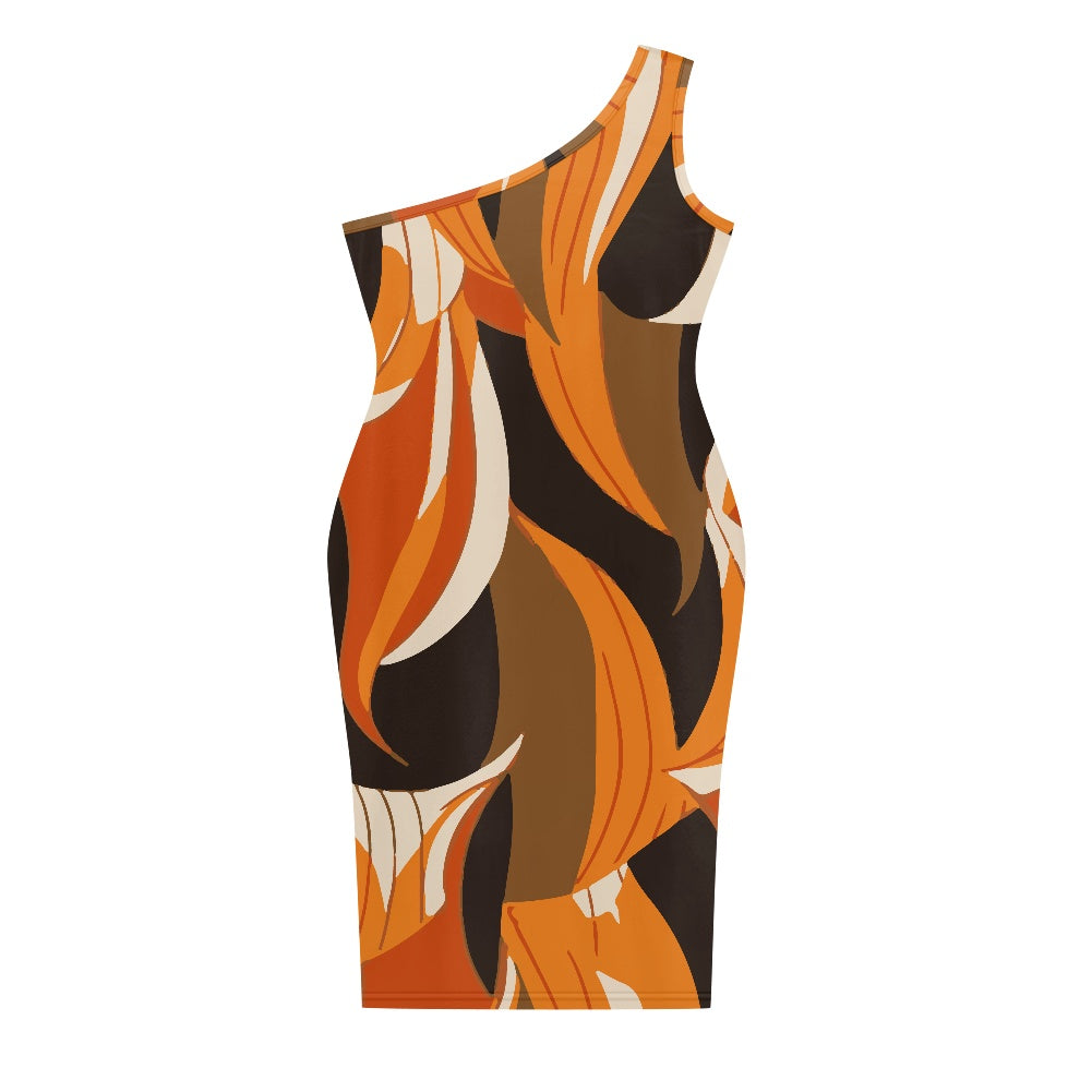 Discover Elegance: Luxtrini's One-Shoulder Slim Dress - Tropical