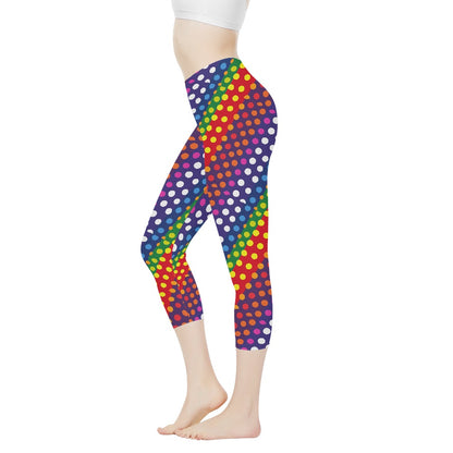 LGBTQ-Friendly Rainbow Polka Dot All-Over Print Women's Yoga Pants by Luxtrini