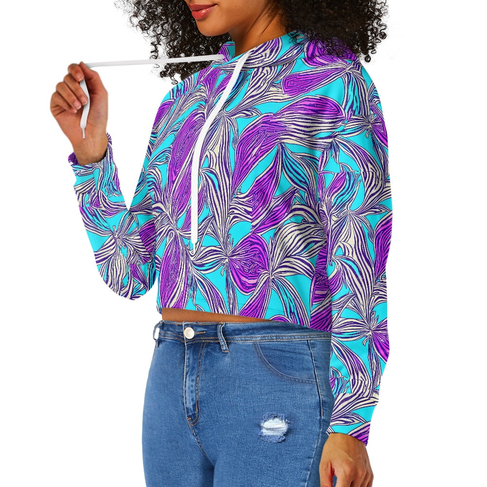 Women's midriff-baring sweatshirt - Abstract