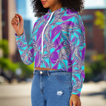 Women's midriff-baring sweatshirt - Abstract