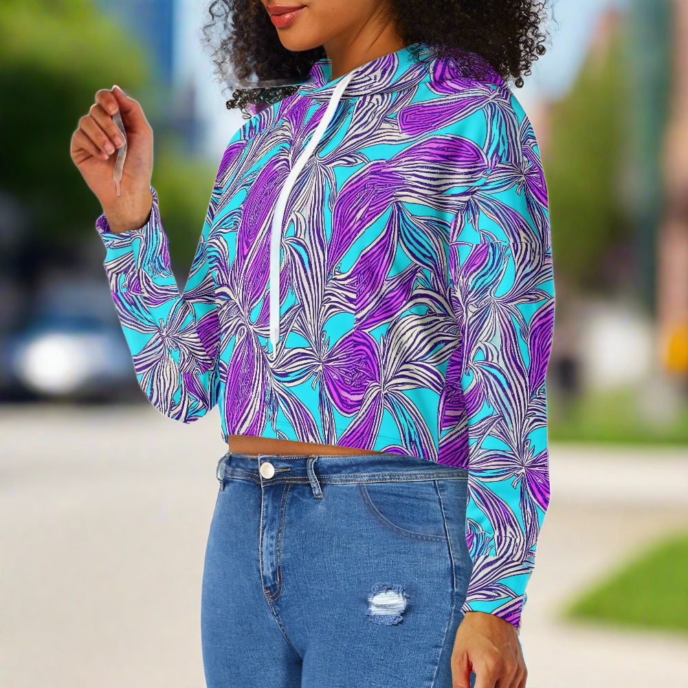 Women's midriff-baring sweatshirt - Abstract