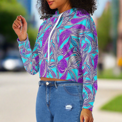 Women's midriff-baring sweatshirt - Abstract