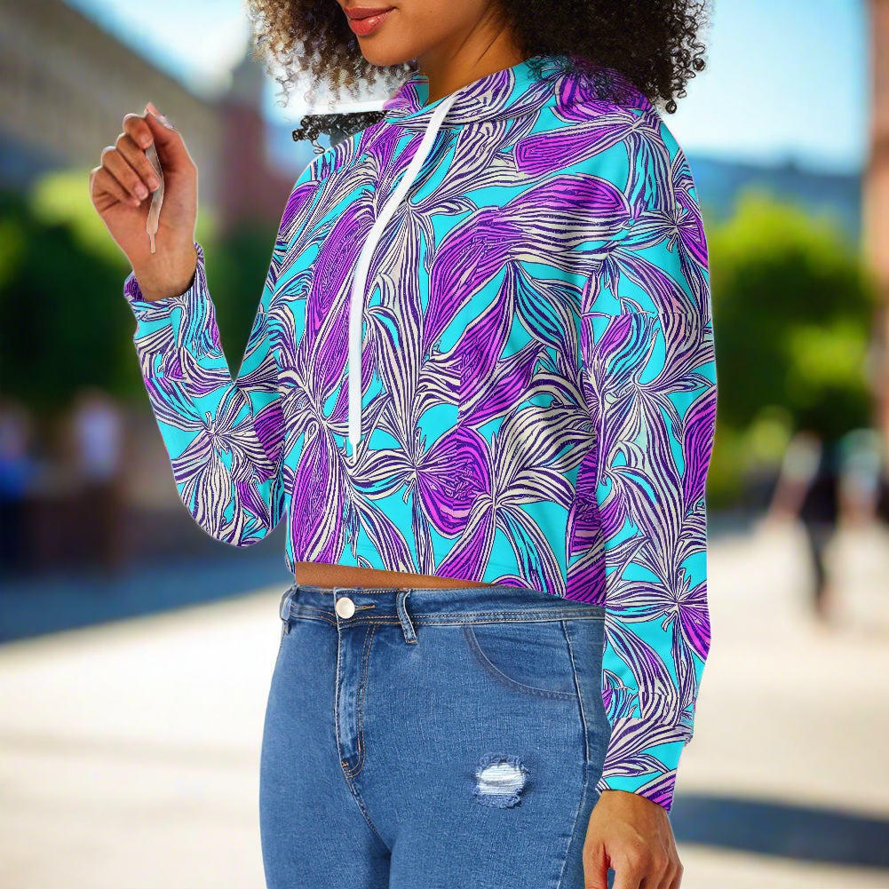 Women's midriff-baring sweatshirt - Abstract
