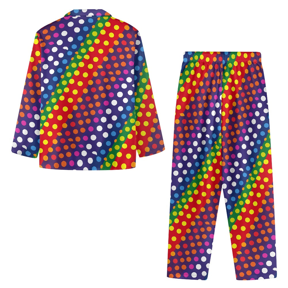 Rainbow Polka Dot Pajama Set (Buttons)