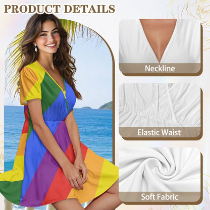 Ladies V-neck short-sleeved dress