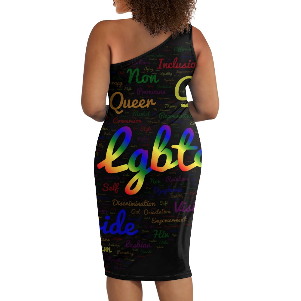 Discover Elegance: Luxtrini's One-Shoulder Slim Dress - Black LGBTQ