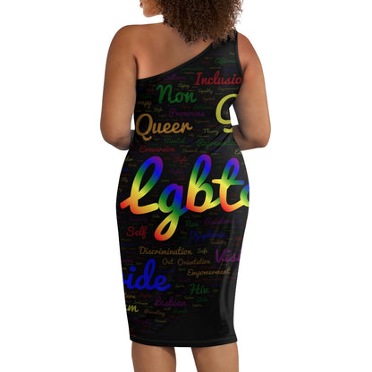 Discover Elegance: Luxtrini's One-Shoulder Slim Dress - Black LGBTQ