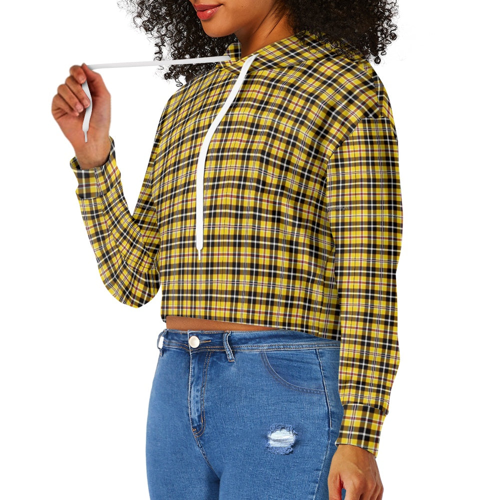 Women's midriff-baring sweatshirt - Yellow Plaid
