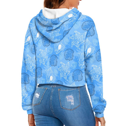 Women's midriff-baring sweatshirt - Blue Seashell
