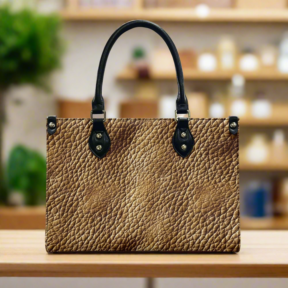 Golden Grain: Timeless Brown Leather for Women Women's PU Leather Twill Handbag