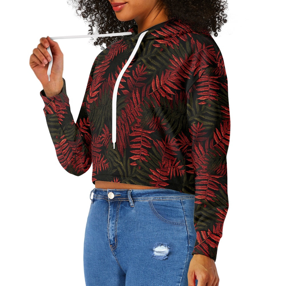 Women's midriff-baring sweatshirt - Tropical Reds