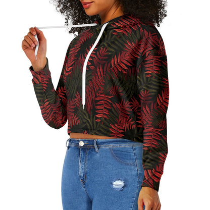 Women's midriff-baring sweatshirt - Tropical Reds