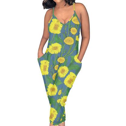 Sunflower Rompers - Exclusive One-of-a-Kind Luxury Romper - Limited Edition, Ethically Made, and Stylishly Comfortable white