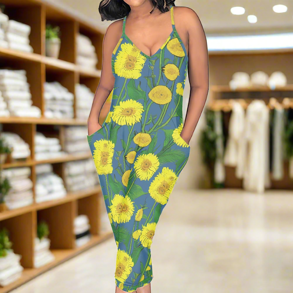 Sunflower Rompers - Exclusive One-of-a-Kind Luxury Romper - Limited Edition, Ethically Made, and Stylishly Comfortable