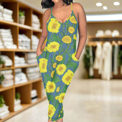 Sunflower Rompers - Exclusive One-of-a-Kind Luxury Romper - Limited Edition, Ethically Made, and Stylishly Comfortable