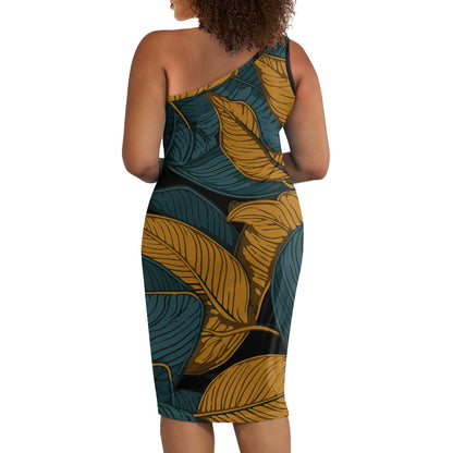 Discover Elegance: Luxtrini's One-Shoulder Slim Dress - Tropical