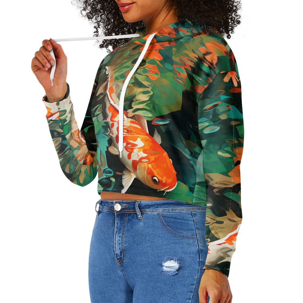 Women's midriff-baring sweatshirt - Magic of Koi