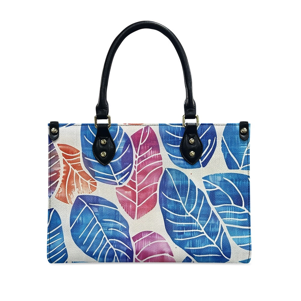 Tropical Breeze: Hand-Painted Leaf Print,  Women's PU leather twill handbag