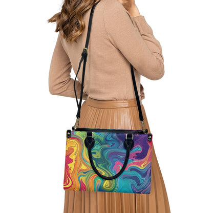 Aurora Elegance: Women’s Vibrant PU Leather Twill Handbag