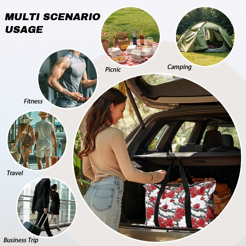 Red Floral Lightweight luggage