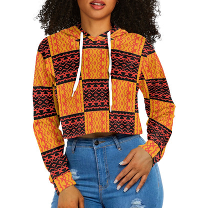 Women's midriff-baring sweatshirt - Mudcloth Plaid