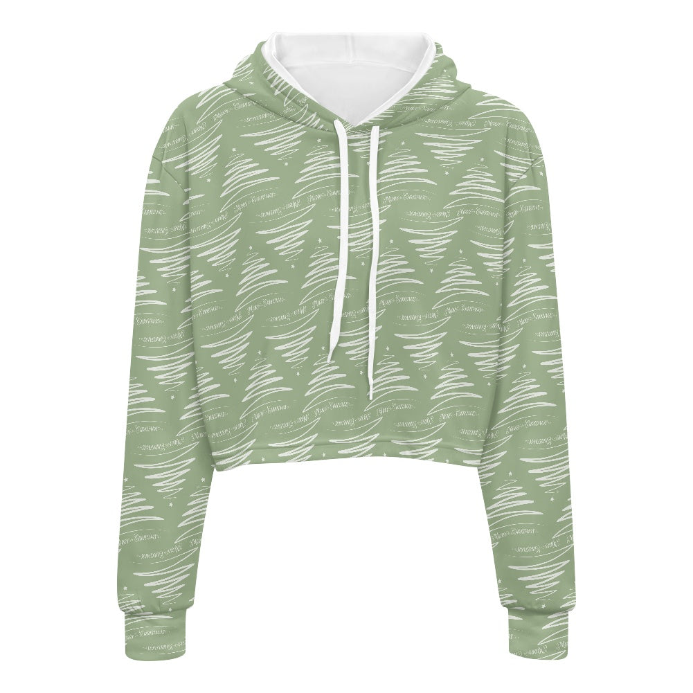 Women's midriff-baring sweatshirt - Xmas Trees white
