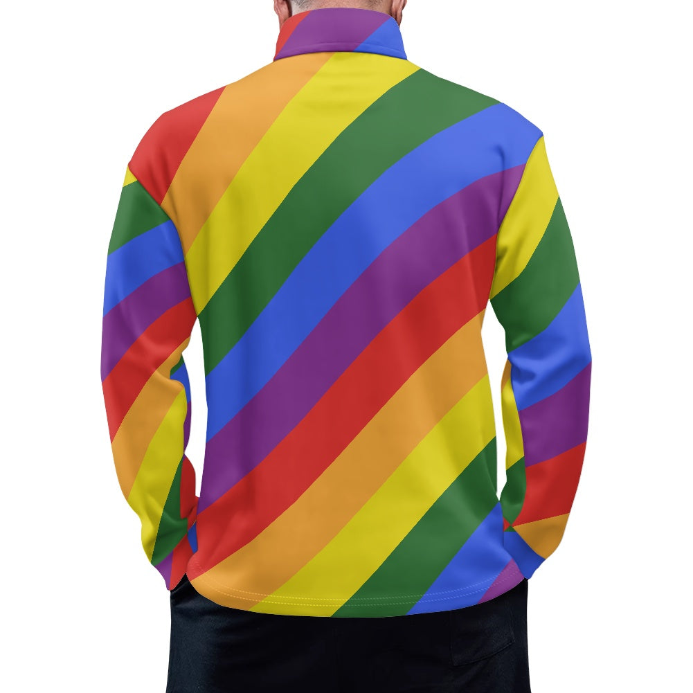 Rainbow Long Sleeve Polo Collar Shirt