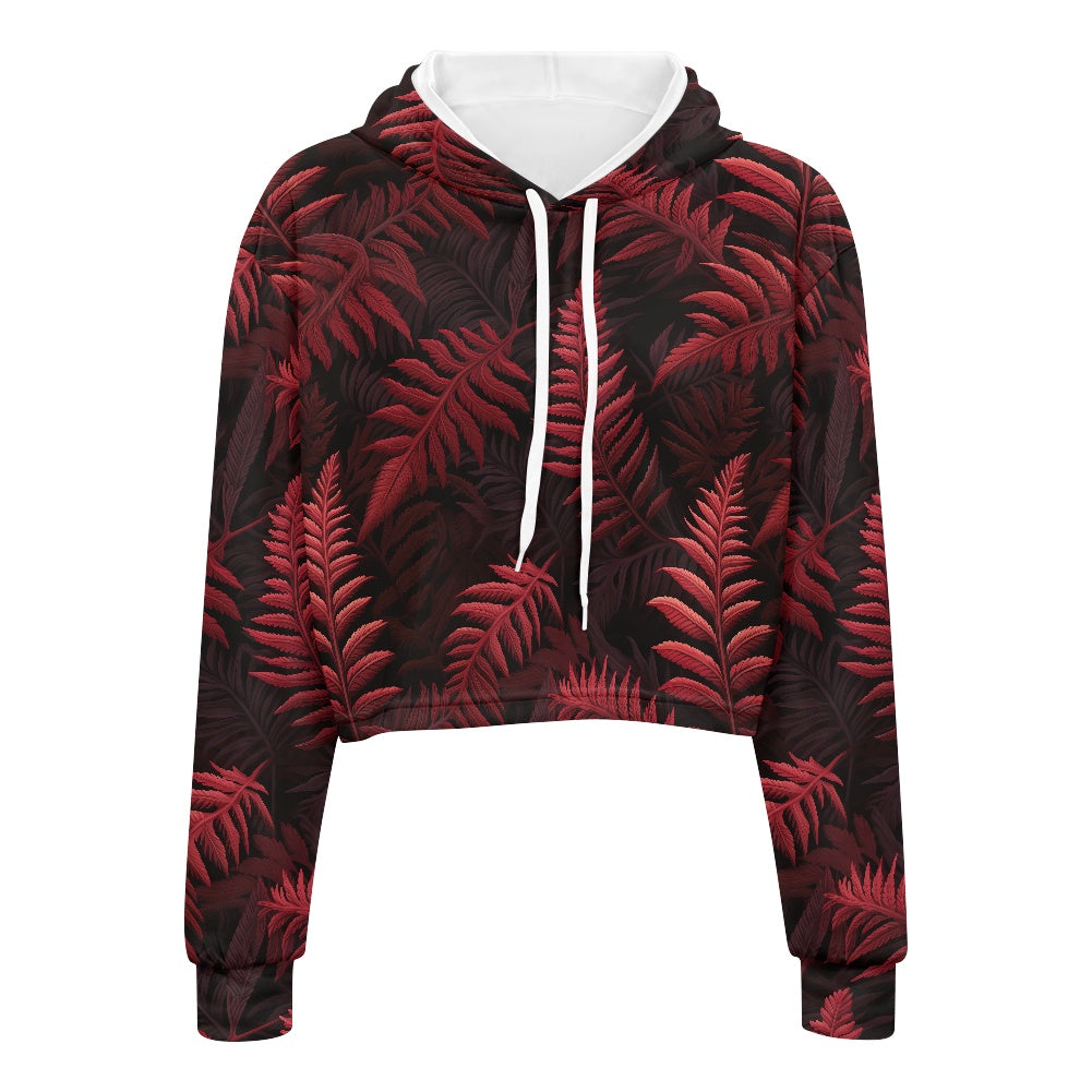 Women's midriff-baring sweatshirt - Tropical Red white
