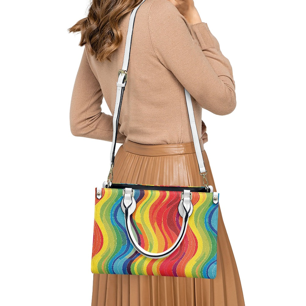 Wavy Rainbow Women's PU leather twill handbag