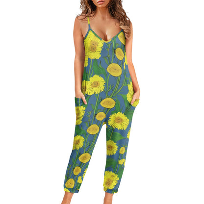 Sunflower Rompers - Exclusive One-of-a-Kind Luxury Romper - Limited Edition, Ethically Made, and Stylishly Comfortable