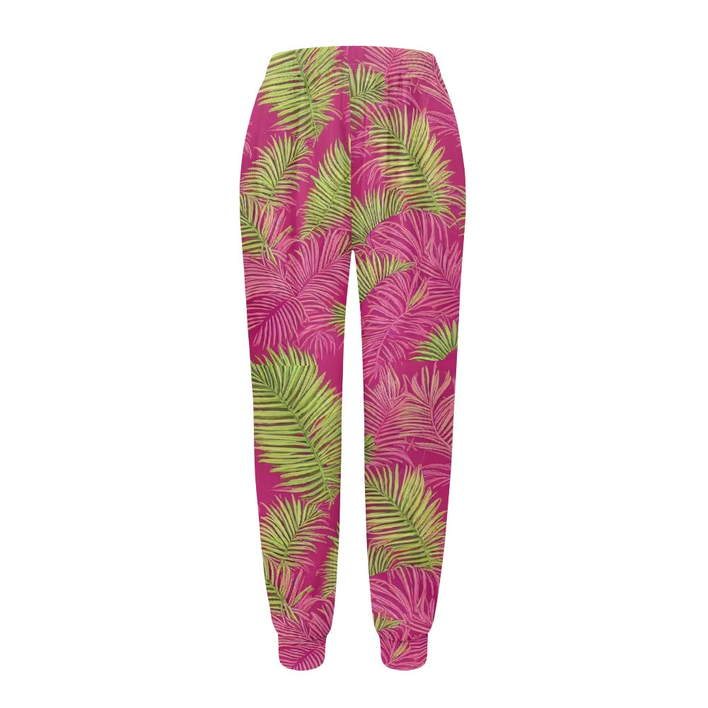 🌴Palm Bliss Women's Pajama Pants – Luxe Lounge with a Bold Twist white