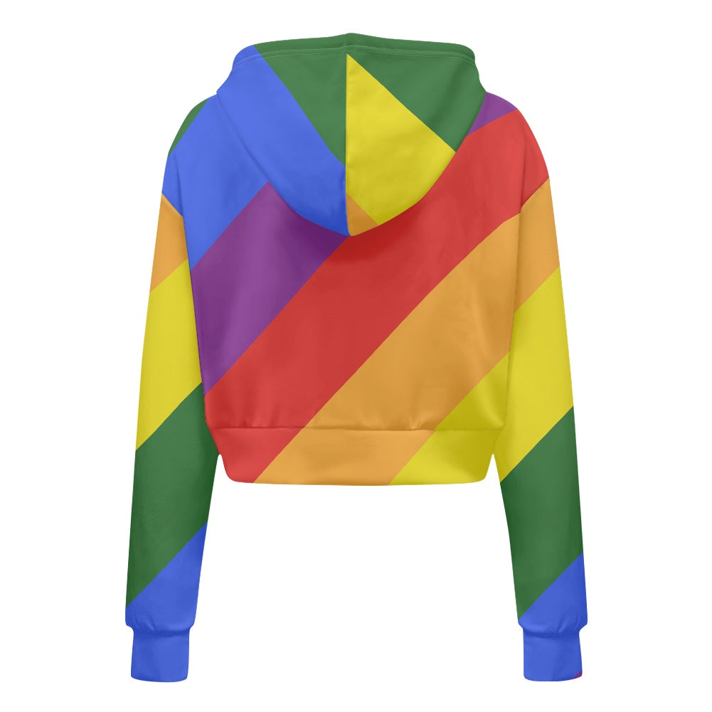 Rainbow Women's long sleeve short hooded sweatshirt