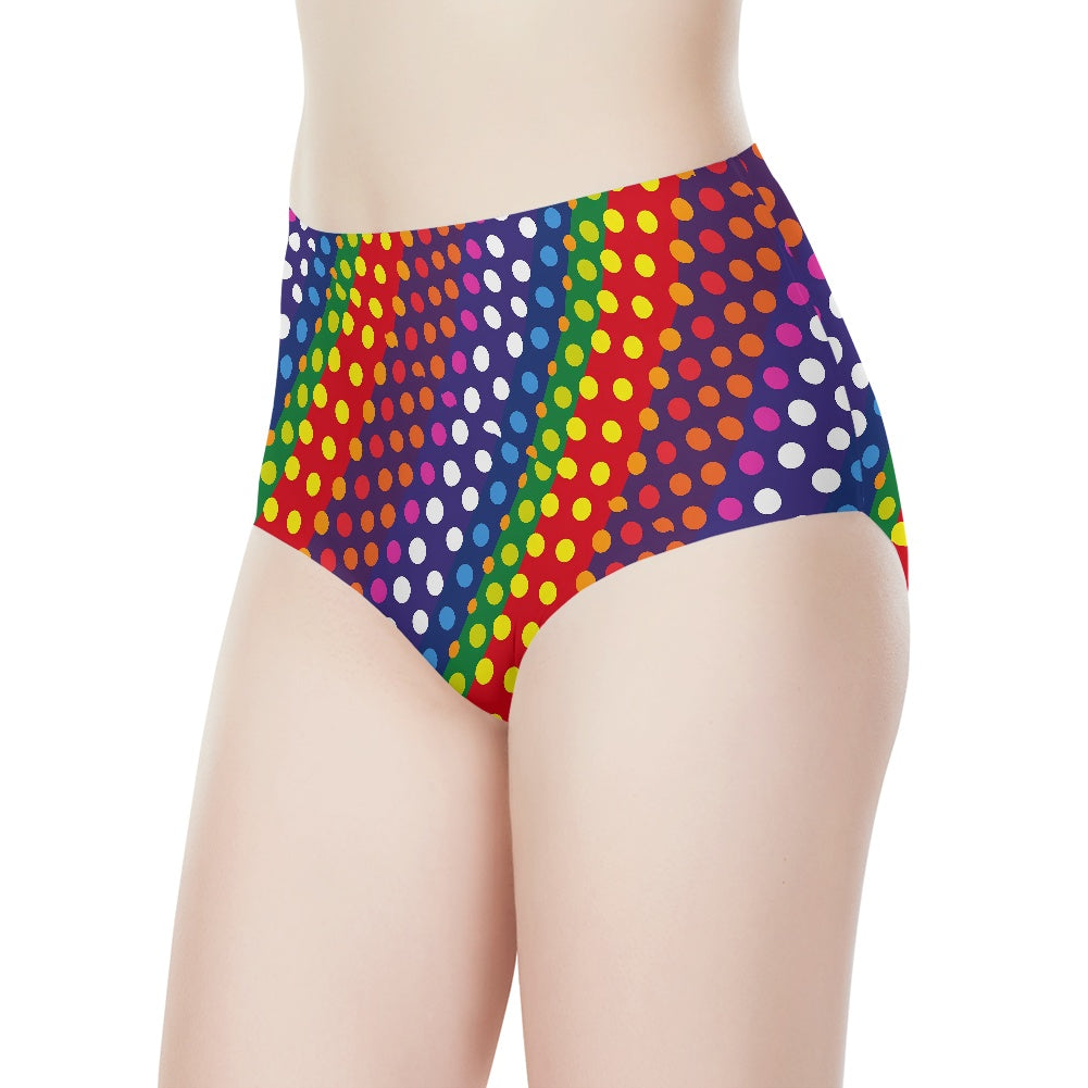 LGBTQ-Friendly Rainbow Polka Dot Women High-Waisted Underwear by Luxtrini
