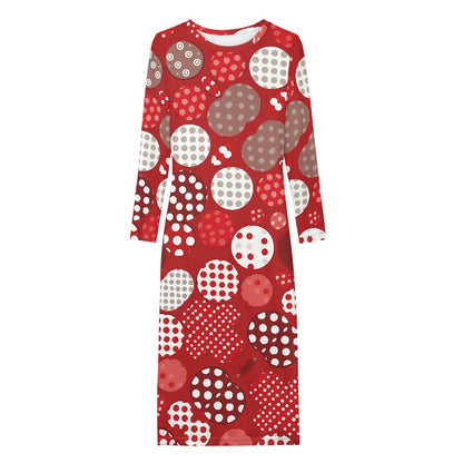 Red Polka Dot Long-Sleeved Bodycon Dress