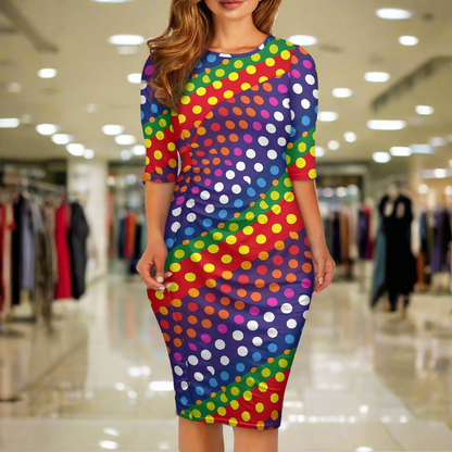 LGBTQ-Friendly Rainbow Polka Dot Bodycon Dress by Luxtrini