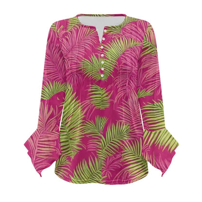 Women's V-neck button-down T-shirt