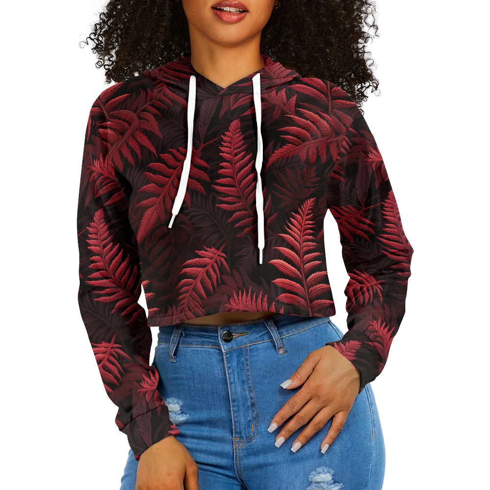 Women's midriff-baring sweatshirt - Tropical Red