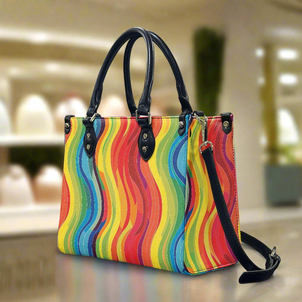 Wavy Rainbow Women's PU leather twill handbag