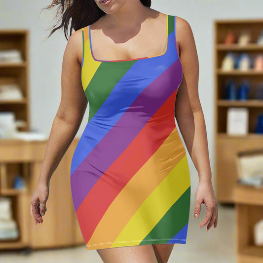 Luxtrini Rainbow Sleeveless Dress – Handmade, Breathable, and Perfect for Summer Parties and Vacations