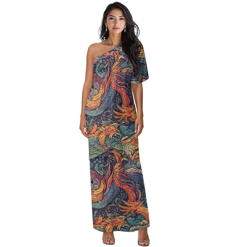 Elegant Off-Shoulder Two-Piece Dress for Women white