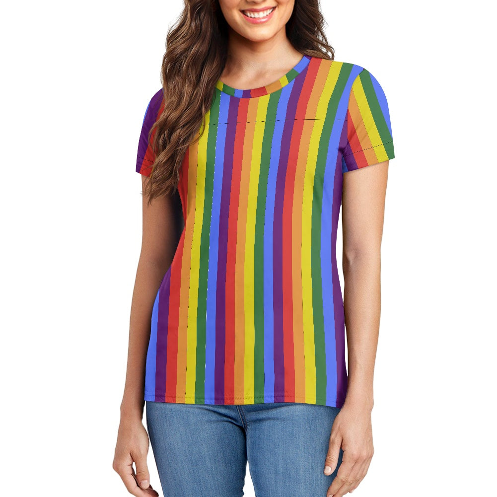 Exquisite Handcrafted Rainbow Pride Round Neck T-Shirt – Luxurious Comfort & Stylish Diversity, Designed for Unity