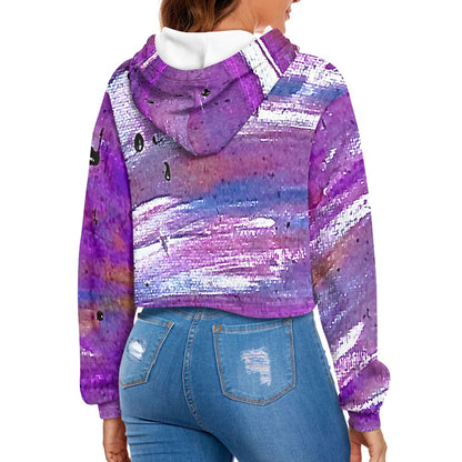 Women's midriff-baring sweatshirt - Purple streaks