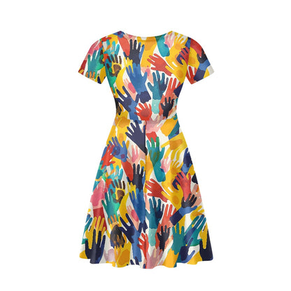 LGBTQ Women V-Neck Short Sleeve Ruffle Dress