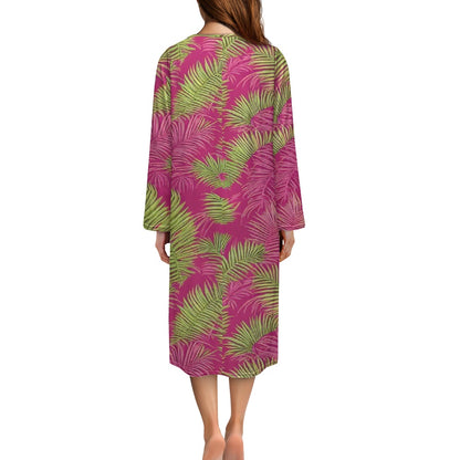 🌿 Tropical Serenity Zipper Nightdress – Luxuriously Soft Comfort
