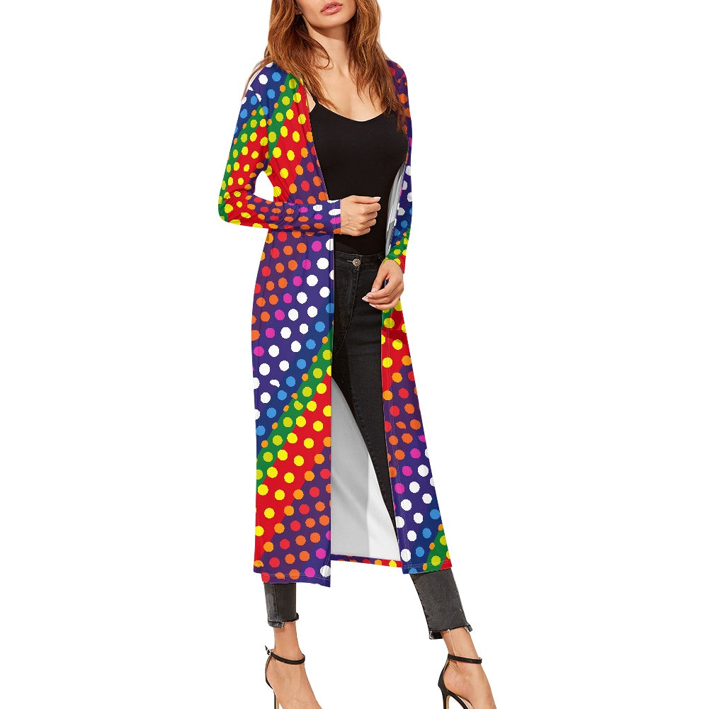LGBTQ-Friendly Rainbow Polka Dot Women's Long-Sleeved Cloak by Luxtrini